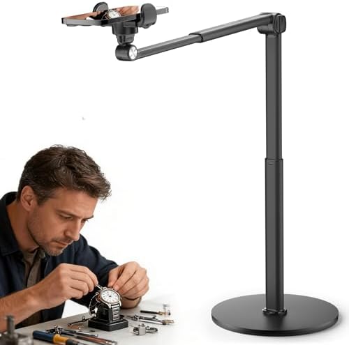 Overhead Phone Stand for Desk, 2-Section Telescoping Tripod by SENWELL-KA