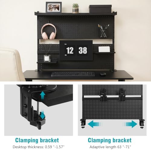 Desk Pegboard, 40 X 34 Inch Desk Pegboard System Monitor Stands Computer Accessories Clamp On Desk Organizer for Office Gaming Desk Workbench - Image 6