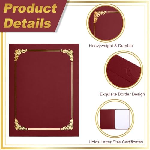 Fainne 120 Pack Certificate Holders Bulk, Diploma Covers, Red - Image 4