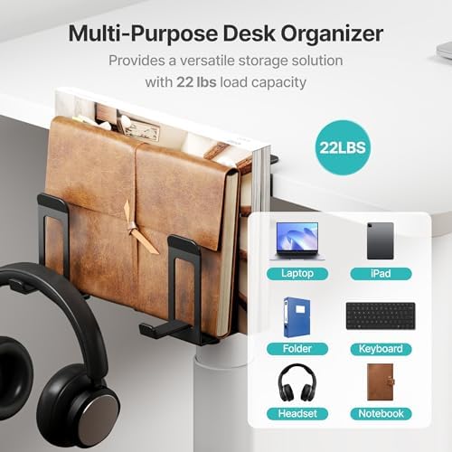 PEGZONE Laptop Stand Vertical, 2-Slot Under Desk Laptop Holder, Black - Image 4
