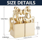 Gold Book Ends Bookends Girl Thinker Design,Bookshelf Accessories,Non-Skid Heavy Duty Resin Book Stopper for Books,Great Gifts for Book Lover,Modern Bookends for Shelves,Resin,1Pair/2Piece - Image 2