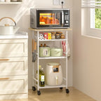 ThreeHio Rolling Kitchen Microwave Cart, 4 Tier Microwave Table Stand with Storage, Kitchen Storage Rack on Wheels, Coffee Station Cart Rack Shelf Organizer for Living Room Office, Balcony by ThreeHio