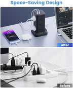Power Strip Tower with Surge Protector 1800J, Fast Charging Tower PD20W USB-C Ports with 12 AC Outlets, Extension Cord for Home Office Dorm Room, 10ft, Black - Image 4