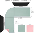 Vyaaa L Shaped Desk Mat, (39"+ 39") x 13" Corner Desk Mat, Green and Pink - Image 2