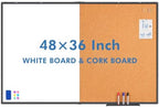 Magnetic White & Cork Board Combo 48" x 36" Aluminum Frame Black by TRIPOLLO