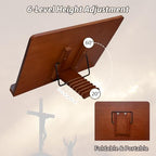 Large Bible Stand Holder, Christian Gifts for Women Men Faith, Spiritual Gifts Decor - Adjustable Bamboo Wooden Book Stand for Reading Hands Free, Cookbook Stand with Sturdy Page Clips - Image 4
