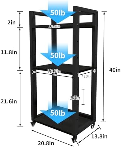 Natwind 3-Tier Tall Printer Stand,Shredder Stand Computer Host Holde,Black - Image 2