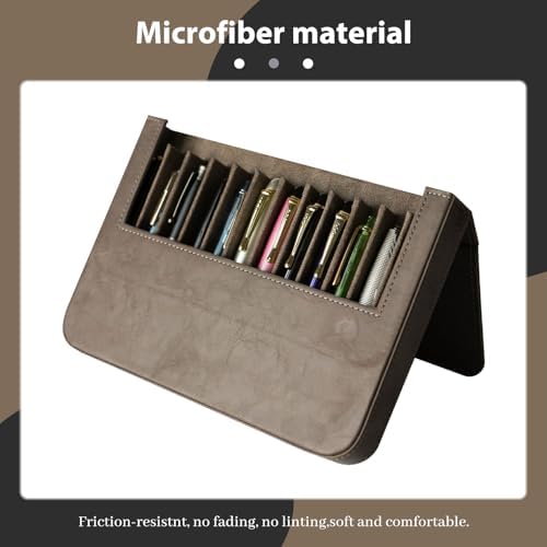 PU Leather Fountain Pen Case, 12-Slot Pen Storage Tray(gray) - Image 4