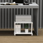 VEDECASA Retro Desktop Printer Stand,2 Tier Wood Printer Shelf, Modern Wood Storage Book Shelf Organizor for Home Office,Stylish V-Shaped Frame,Fits Small Size Printers (White) - Image 2