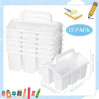 WILLBOND 12 Pcs Classroom Storage Caddies Stackable Utility Caddy, White - Image 3