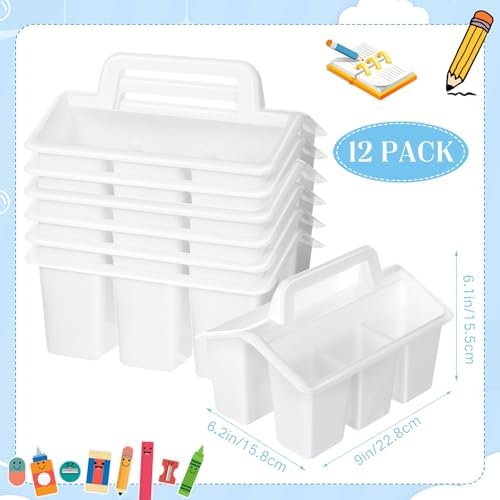 WILLBOND 12 Pcs Classroom Storage Caddies Stackable Utility Caddy, White - Image 3