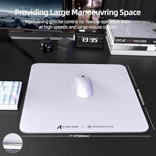 ATTACK SHARK CM05 Glass Gaming Mouse Pad,17.7x15.7 in Large Mouse Mat，Non Slip 9H Hard Mousepads,Nano-Textured Glass Surface with Improved Precision and Speed for FPS Players-Pure White - Image 7