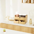 Charmewooden Bamboo Desk Organizer With Drawers Countertop Drawers Counter Storage Box Corner Desk Organizer for Home Office No Assembly Required - Image 5