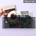 2 Pcs Acrylic Magazine Rack, 17" Black Record Holder, Hanging Bookshelf Literature Storage Rack for Waiting Room, Office, Home Display - Image 3