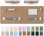 YSAGi Leather Desk Protector, Office Mat, Large Mouse Mat, Non-Slip PU Leather Blotter, Laptop Desk Mat, Waterproof Writing Pad for Office and Home(Khaki, 63" x 24") by YSAGi