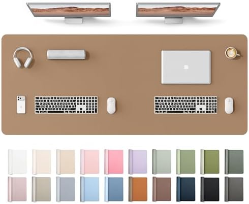 YSAGi Leather Desk Protector, Office Mat, Large Mouse Mat, Non-Slip PU Leather Blotter, Laptop Desk Mat, Waterproof Writing Pad for Office and Home(Khaki, 63" x 24") by YSAGi