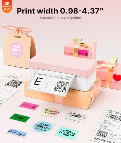 Rongta 4x6 Bluetooth Thermal Label Printer, Wireless Shipping Label Printers for Shipping Packages Small Business Office or Home, Compatible with iPhone Android iPad macOS Windows, Pink - Image 4