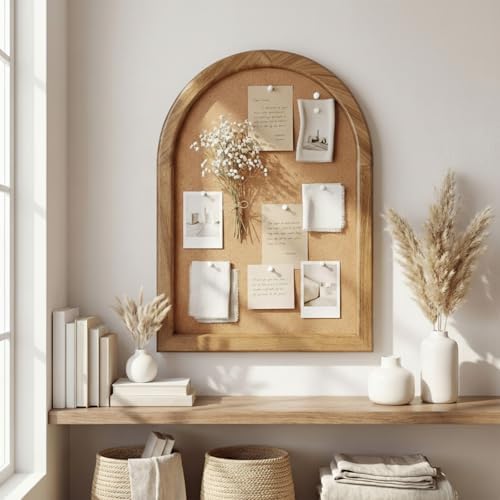 Novabright Arched Cork Board for Walls 17 x 13'' Vintage Pin Board for Wall by Unknown