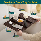 Bamboo Couch Arm Tray Table，Foldable Sofa Armrest Tray Table for Couch，Flexible and Anti-Slip Couch Arm Cup Holder，Portable Sofa Arm Chair Table for Drink,Cups, Eats，Snacks, Phone, Remote - Image 5