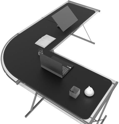 MAIDERN (59" + 75") x 23.6" Black Large L Shaped Desk Mat - Dual Sided Leather Gaming Corner Desk Pad for Office Computer by Maidern