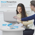 OMOTON Adjustable Laptop Stand for Desk 360° Rotating Base up to 17" Silver - Image 4
