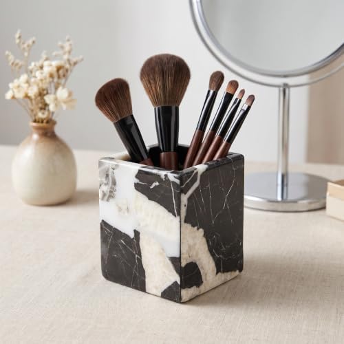 Natural Calacatta Black Marble Makeup Brush Holder, Pen Holder - Image 2