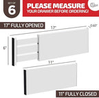 6-Pack Drawer Dividers - 6 Inches High, Adjustable 11 to 17 Inches Bamboo Drawer Organizer, Large Expandable Separator for Clothes, Dresser, Bedroom, Bathroom, Baby, Office, Kitchen Utensil, White - Image 2