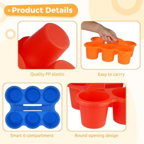 Joyibay 6 Pcs Desktop Caddy Organizer, 6-Compartment w/Handle, Multicolor - Image 3