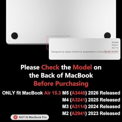 MEEgoodo for M5/M4/M3/M2 MacBook Air 15 inch Case 2026 2025 2024 2023, Case Fit Model (A3448/A3241/A3114/A2941) for MacBook Air 15.3 inch, Soft Purple Floral - Image 2