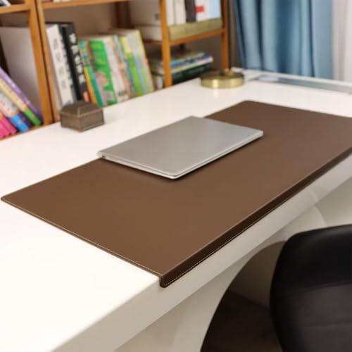 Leather Desk Mat with Stitched Edges & Edge Protection, Non-Slip Large Office Desk Mouse Pad for Work Game Typing, Waterproof Writing Table Extended Protector (Brown,31.5"x19.7") by Unknown