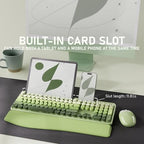 UBOTIE Wireless Keyboard and Mouse Combo, Phone Holder (Green) - Image 2