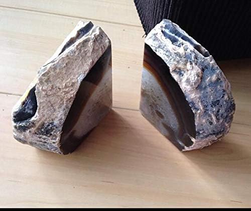 JIC Gem Natural Agate Geode Bookends Anti-Slip Rubber Bumpers 1 Pair 4-6Lbs - Image 5