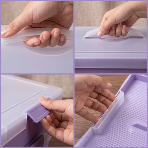 2-Pack Craft Organizers and Storage Box with Removable Tray, Portable Project Case with Handle and Lid, 2-Tier Art Supply Organizer, Document File Box for A4 Paper, Scrapbook, 5-Quart - Image 4