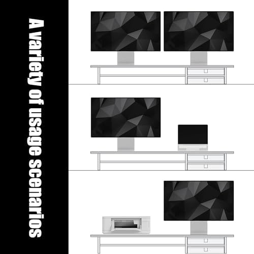FENSULN Dual‑Tier Monitor Stand Riser with Drawers, Desktop Organizer Shelf Storage for Computer Screen 2 Monitors, Supports for PC Computer Monitor, Printer, Heavy TV Riser Brown and Black - Image 5
