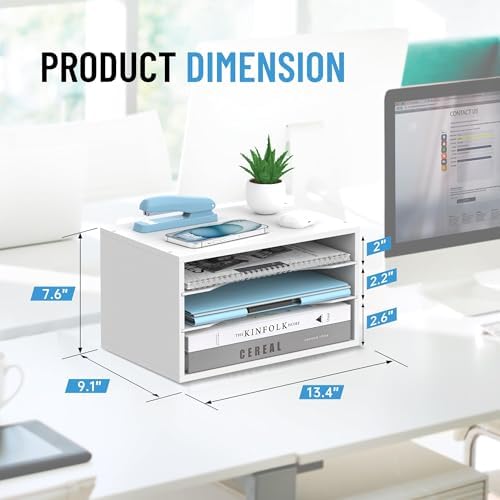 3-Tier Paper Organizer for Desk, Adjustable Mail Organizer, White - Image 2