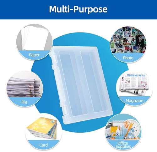 4 Pack Large A4 Paper document Box, Arts Supply Storage Organizer Box Scrapbook Storage Box Crafts Organization Boad Game Storage,Thick Plastic Scrapbook Storage Box for 8.5" x 11" Letter - Image 4