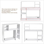 Modern Wooden Desktop Bookshelf Hutch, White Desk Organizer with 7 Shelves for Computer Desk, Vertical Storage for Small Desks, Home Office, Dorm - Image 5