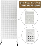 Eastern Tree Metal Pegboard Display Stand 2'x 5' with 30 Hooks, Pegboard Panels Display with Wheels, Peg Board Display Rack, Standing Pegboard Display- White - Image 3