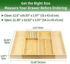VaeFae Bamboo Silverware Drawer Organizer, 6 Slots, Natural - Image 2