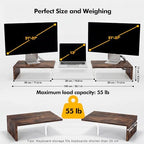 Dual Monitor Riser, Acrylic Monitor Riser with Keyboard Storage, Adjustable Angle & Length Computer Monitor Stand, Wide Desk Shelf for Top of Desk for Home Office_Wood Look - Image 3