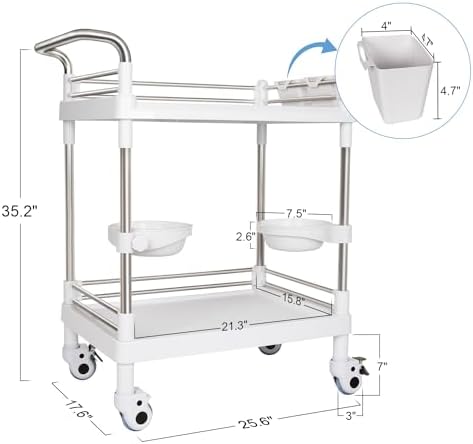 Medical Trolley Cart Mobile Utility Cart with Wheels 220 Lbs Load - Image 2