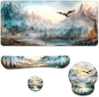 Dragon Desk Mat Set Fantasy Mountain Landscape Fire Sky Large Mouse Pad with Wrist Rest 4in1 Desk Mat for Desktop Ergonomic Computer Desk Arm Wrist Anti-Slip Computer Mouse Pad Home Office Gaming by Unknown