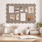 Orelle Scalloped Felt Bulletin Board | 35 x 23” | Foldable Peel and Stick Felt Board for Wall | Alternative Cork Board for Office, Message Board, Kids Art Display | Mocha - Image 3