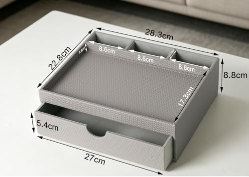 Leather Desk Organizer, Desktop Storage Box with Drawers, Organizer Made of Leather Material for Household Guest rooms - Image 2