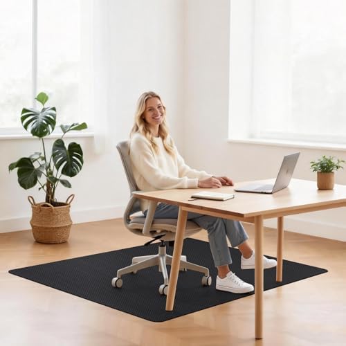 Sycoodeal Chair Mat, 48" x 60" Office Chair Mat for Hardwood and Tile Floor, Heavy Duty Floor Protector for Rolling Chairs, Non-Slip,Computer Mat for Home Office(Black) - Image 7