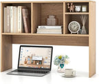 LDAILY Desktop Bookshelf, 2-Tier Office Desk Shelf Organizer Desk Hutch with 4 Shelves, 37’’L Wood Storage Rack Display Shelf for Computer Desk, Office, College Dorm, Bedroom (Natural) by LDAILY