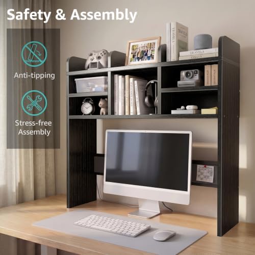 37" Black Desk Hutch Dorm Top Only with Sheves Felt Board for College - Image 6
