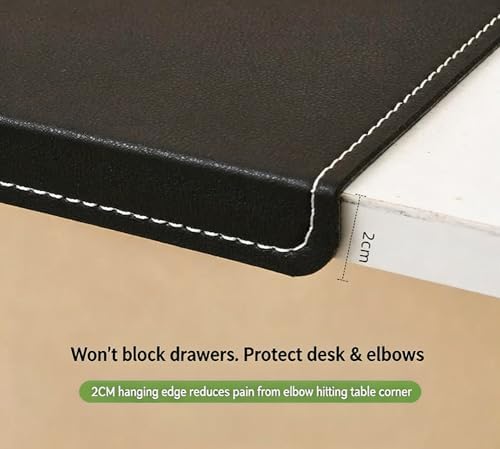PU Leather Desk Pad Non-Slip Mouse Mat,24/27/31/39 Inch Extended Office Table Blotter,Waterproof Table Protective Pad for Writing Work,Desk Mat with Edge-Locked (Light Blue,16x35in) - Image 3