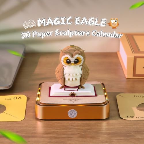 3D Owl Calendar 2027 Time Piece Memo Pad with Touch LED Light - Image 2