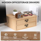 KIRIGEN Solid Wood Desk Organizer with 2 Drawers, Desktop Storage, Natural - Image 5